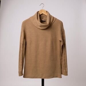 Talbots Women's M Camel Cable Knit Turtleneck Cowlneck Sweater NEW in Package